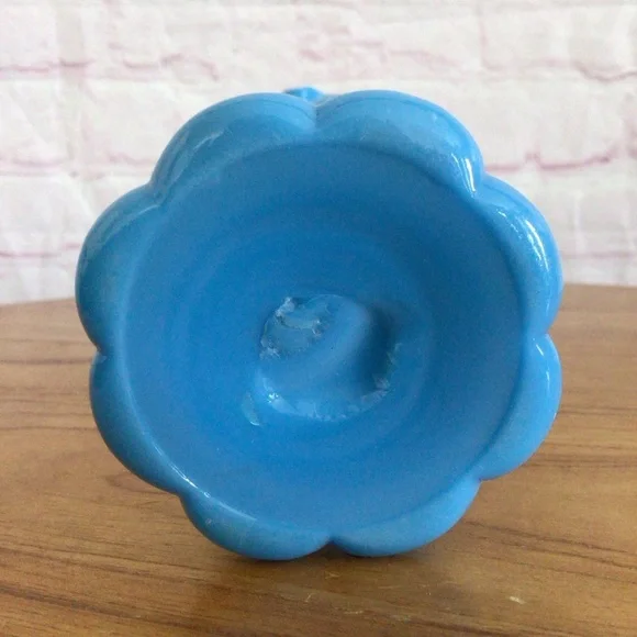 Victorian Blue Opaline Glass Ruffled Footed Vase - Picture 8 of 8